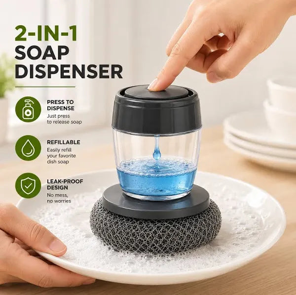 Soap dispensing palm brush